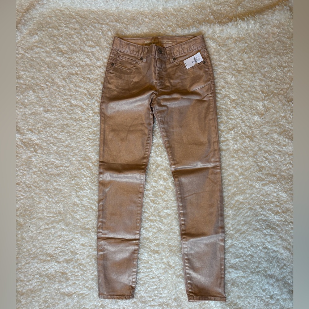GapKids Super Skinny Girls Jeans Shimmer Rose Gold, Girl’s Size 12
